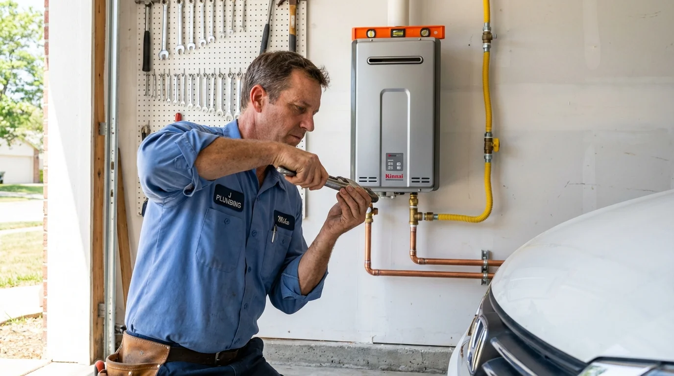 Tankless water heater installation by a Johns Plumbing LLC plumber in Covington